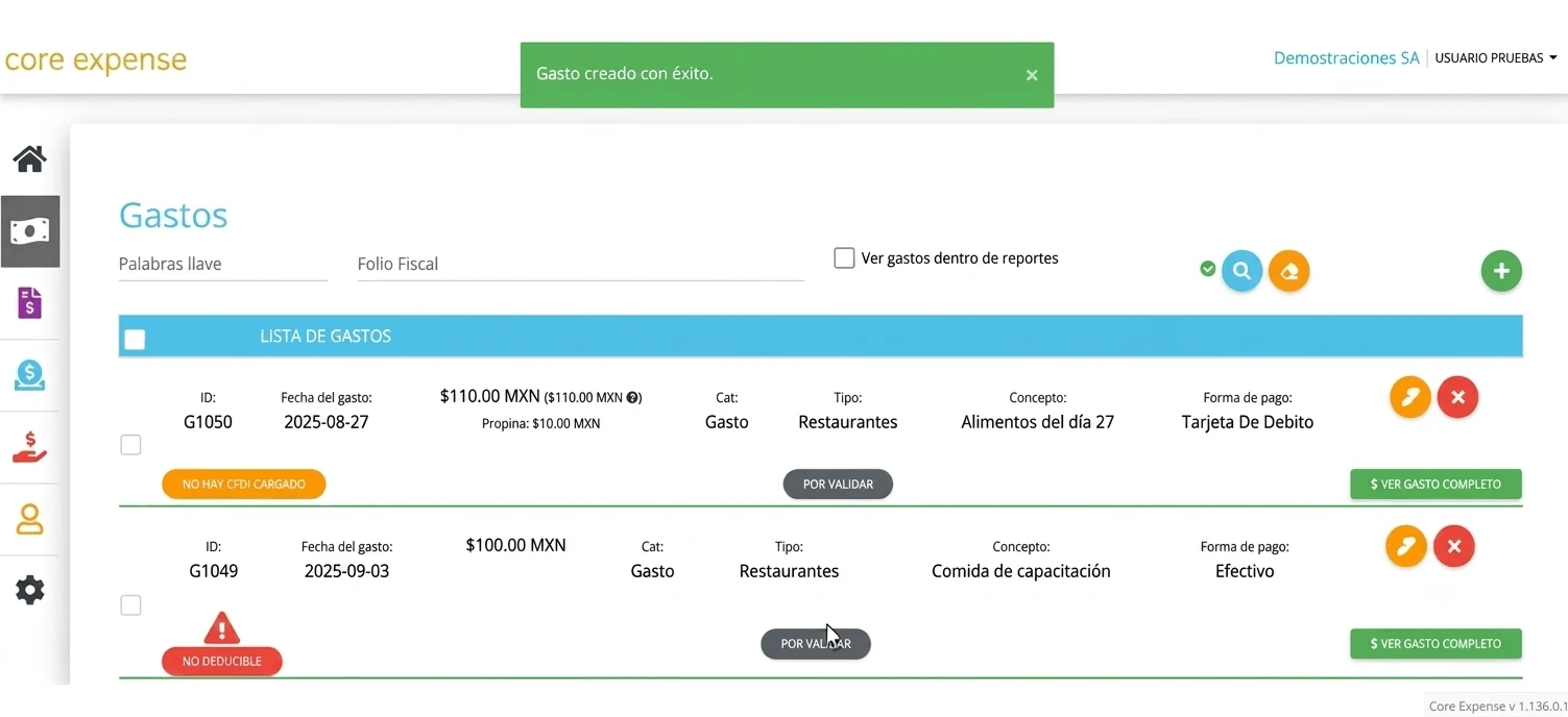 Cómo crear un gasto funcionamiento Core Expense paso 2